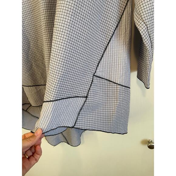 Habitat blue 3/4 sleeve tunic top lightweight asymetrical unique stretchy Size L - Picture 3 of 6